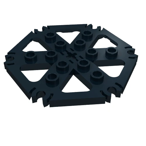 Part 64566 – Technic, Plate Rotor 6 Blade with Clip Ends Connected (Water Wheel) – Hollow Studs