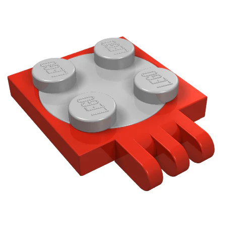 Part 251c01 – Turntable 2 x 2 Plate with Hinge with 3 Fingers with Light Gray Top (251 / 3679)