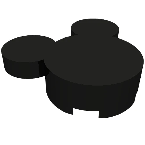 Part 74169 – Brick, Round 2 x 2 x 2/3 No Studs with 2 Tile, Round 1 x 1 (Mickey Mouse Head)