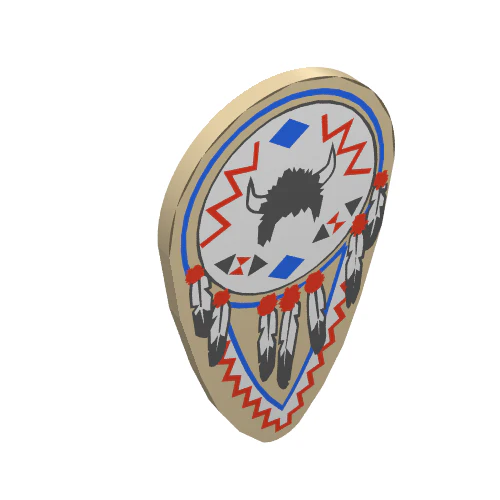 Del 2586pw1 – Minifigur, sköld ovoid med fjädrar och hjälmmönster