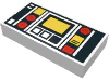 Part 3069p68 – Tile 1 x 2 with Red and Yellow Controls and Two White Stripes on Left Pattern