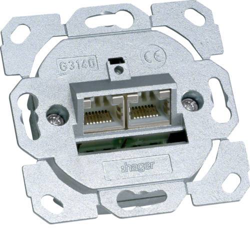 Hager G3140 Nätverksuttag Infälld Insats CAT 6A