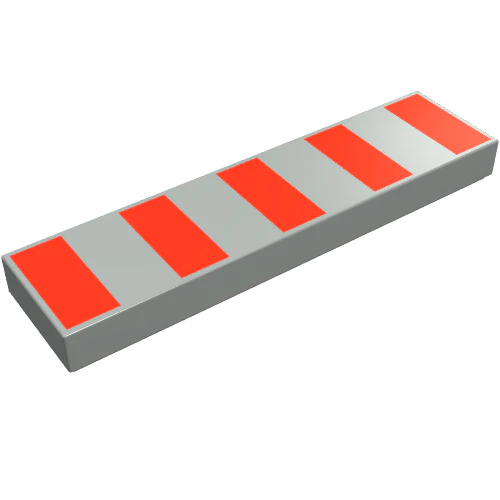 Part 2431p79 – Tile 1 x 4 with 5 Red Stripes Pattern