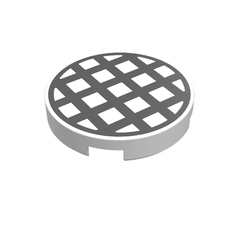 Part 4150p01 – Tile, Round 2 x 2 with Black Grid Large Pattern