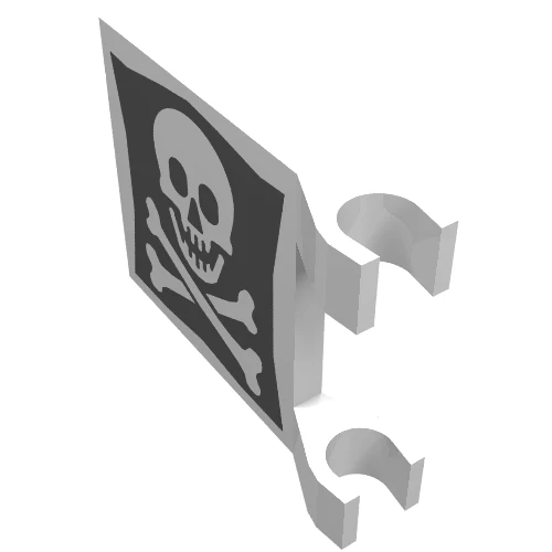 Del 2335p30 – Flagga 2 x 2 kvadrat med rundad skalle och korsben på svart bakgrundsmönster på båda sidor (Jolly Roger)