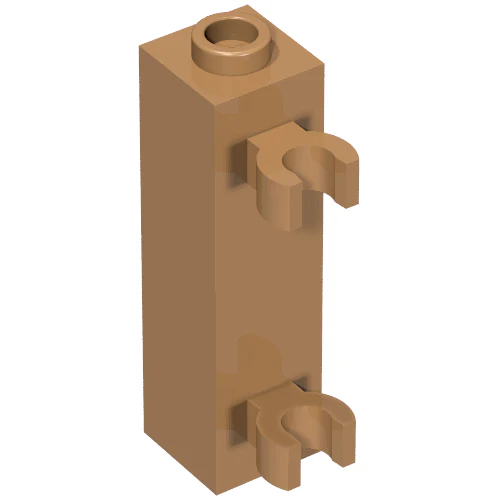 Part 60583b – Brick, Modified 1 x 1 x 3 with 2 Clips (Vertical Grip) – Hollow Stud