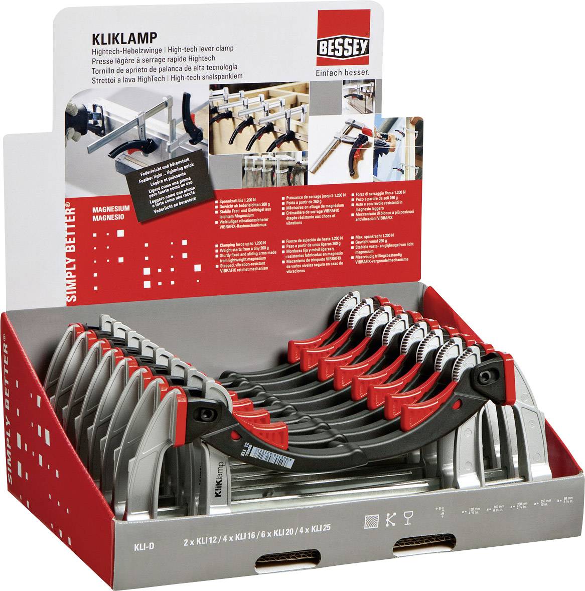 Lätt tving KLIKLAMP Bessey KLI-D Spännvidd (max.):250 mm Gapdjup:80 mm