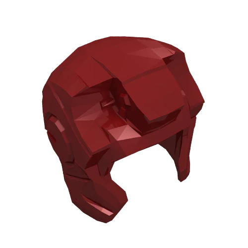 Del 10907 – Minifigur, hjälmutrymme för huvudbonader med öppet ansikte och övre gångjärn, med kantiga kinder (Iron Man)